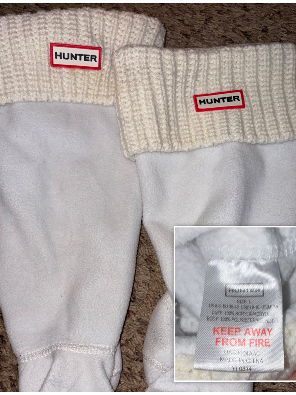 Hunter Off-White Knit Cuff Waterproof Boot Liners